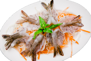 กุ้งสด จาน
