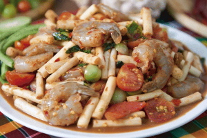 ตำไหลบัวกุ้งสด | Lotus Stem Salad with Shrimp