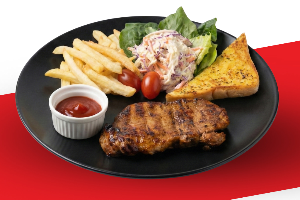 สเต๊กสันนอกหมูบาร์บีคิว พริกไทยดำ