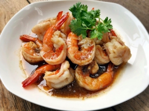 กุ้งทอดกระเทียม [กับข้าว]