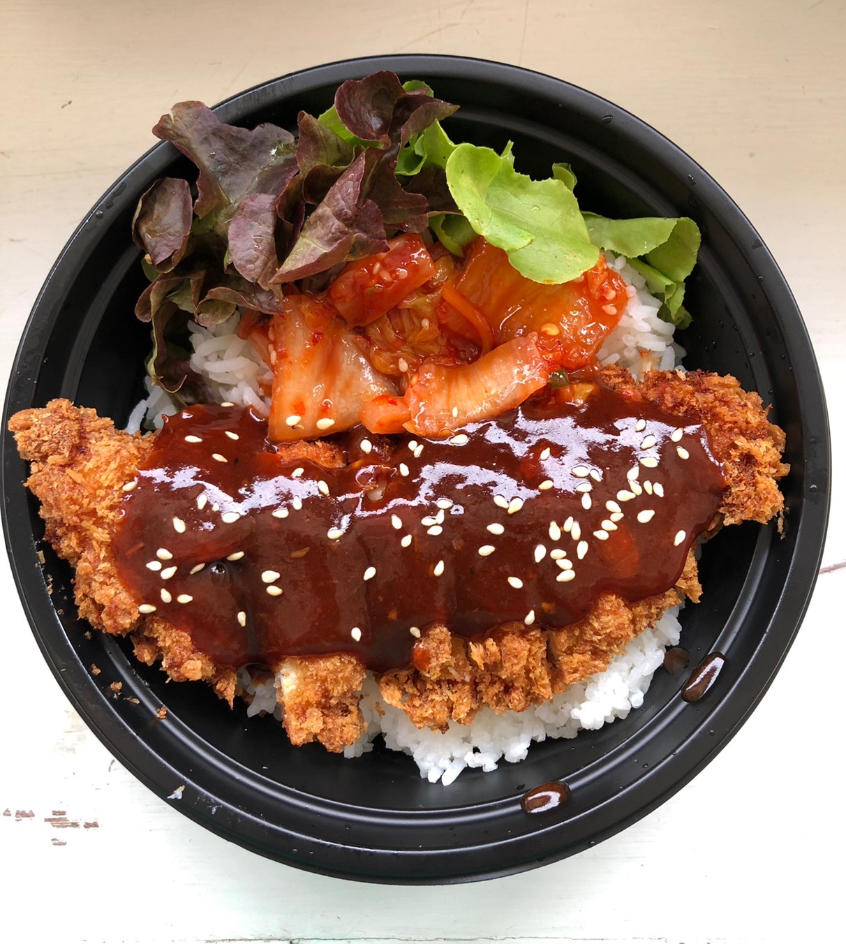 ข้าวไก่กรอบซอสเกาหลี