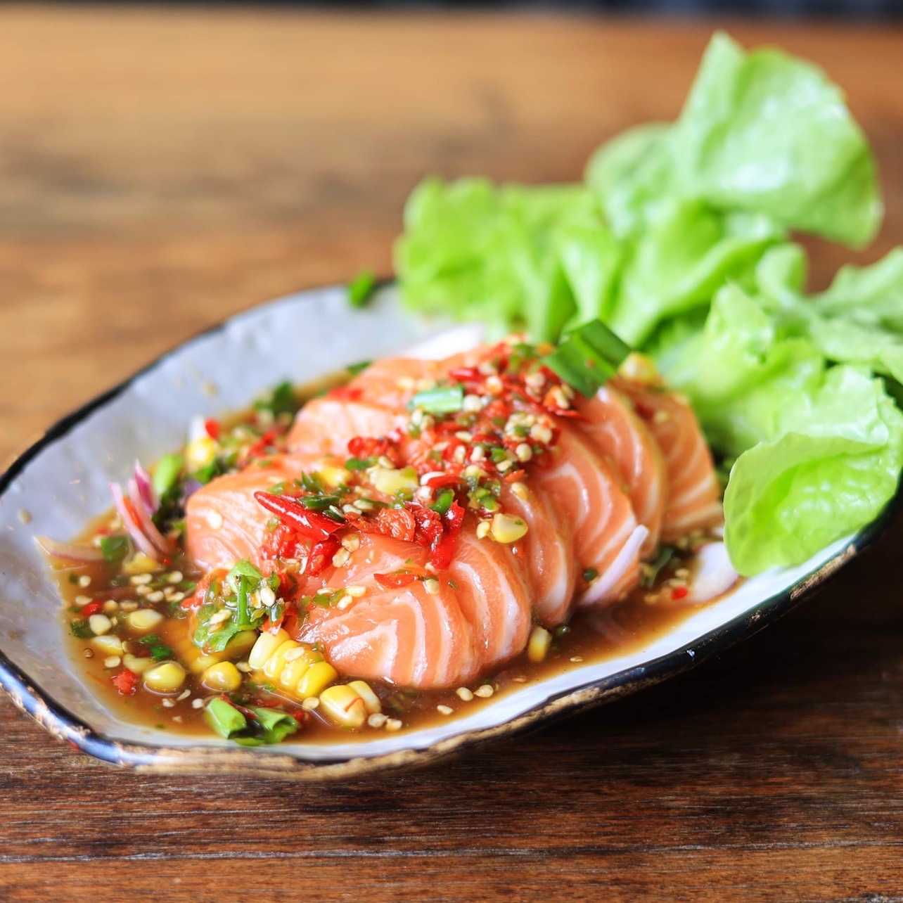 ยำแซลม่อน นอร์เวย์ เกรดซาชิมิ 