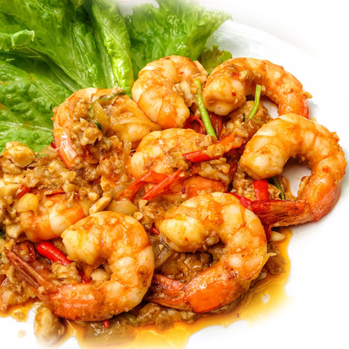 กุ้งขาว ผัดไข่เค็ม