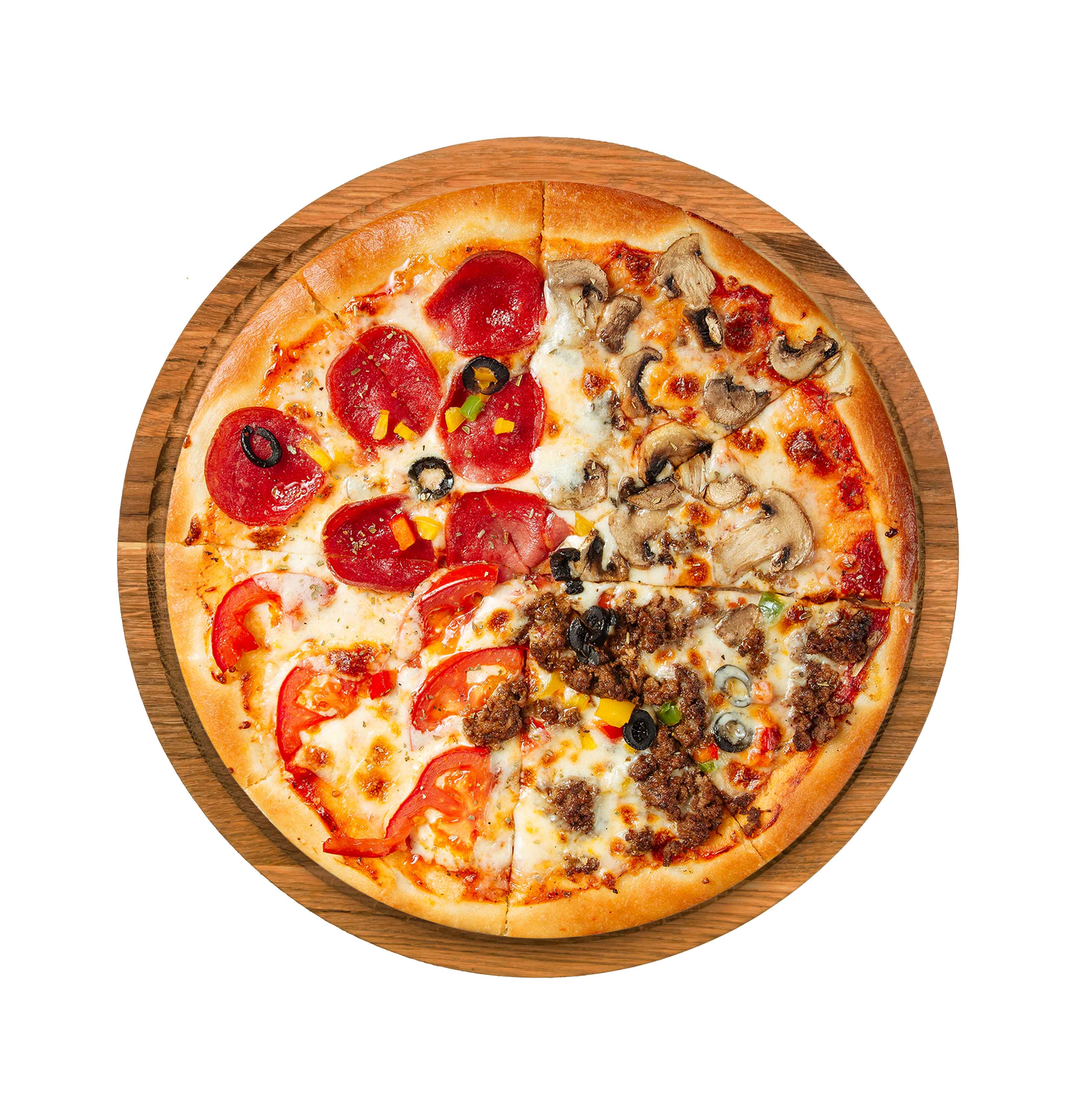 EXTRA BIG PIZZA (MAGRALITA มาการิต้า, HAM & MUSHROOM แฮมและเห็ด, FOUR SEASON โฟร์ซีซั่น, BBQ CHICKEN ไก่ บาร์บีคิว, HOT BASIL CHICKEN ไก่ ผัดเผ็ดโหระพา)