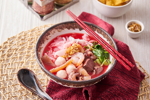 Seafood Yentafo Noodles (Pink Noodles Soup)