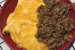 ข้าวหมูกระเทียม&ไข่ข้น