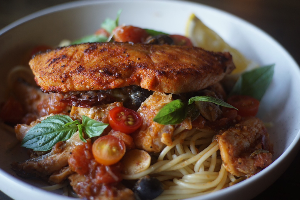 สปาเกตตีอัลลาปูตาเนสกาแซลมอน