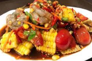 ตำข้าวโพดหวานกุ้งสด