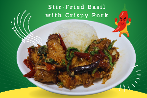 กะเพราหมูกรอบ