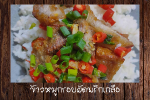 ข้าวหมูกรอบผัดพริกเกลือ