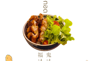 ข้าวหน้ากุ้งชุบแป้งทอด