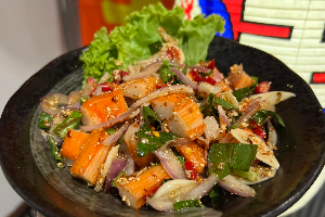 ก้อยปูอัด Crab Stick Koi (Spicy Minced Crab Stick Salad)