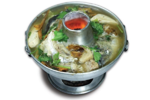 ปลากระพงต้มเผือกหม้อไฟ