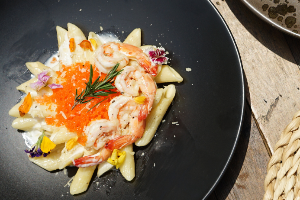 สปาเกตตี้คาโบนาร่ากุ้งไข่กุ้ง