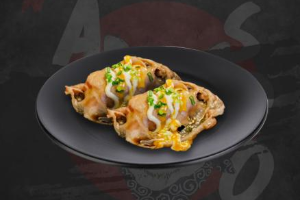ซูชิหน้าเนื้อเบิร์น 4 คำ