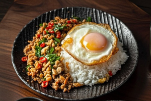 ข้าวกะเพราโบราณหมูสับ 