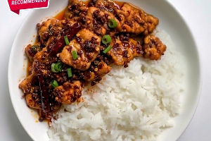 ข้าวหมูผัดซอสหมาล่า