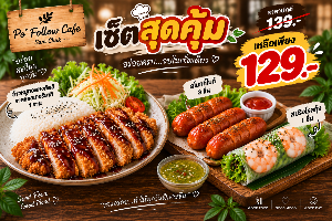 ข้าวหมูทอดทงคัตสึ 1 จาน + สโมกกี้ไบท์ 3 ชิ้น + สปริงโรลล์กุ้ง 1 ชิ้น
