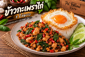 กะเพราไก่+ไข่ดาว